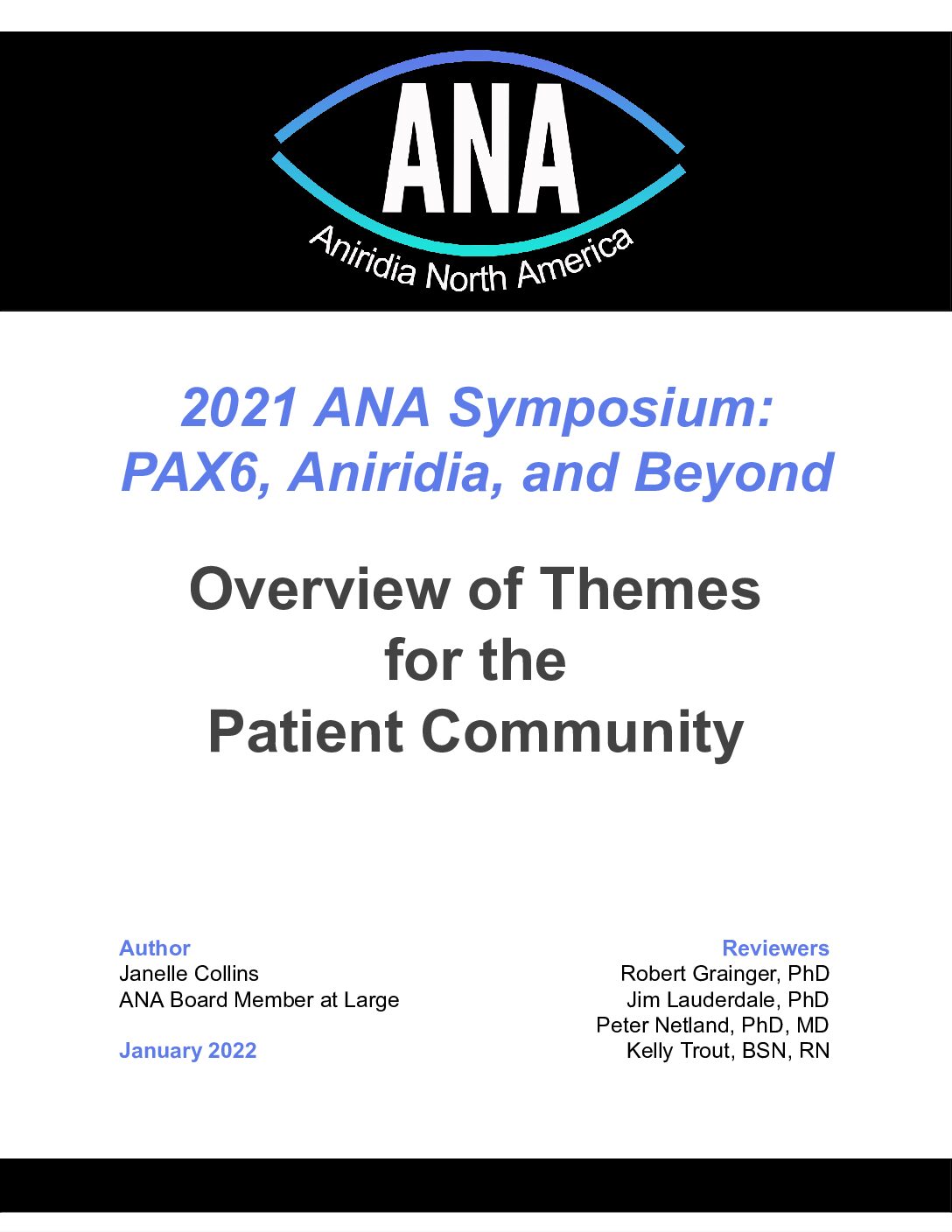 Aniridia North America Symposium – Scientific Summary and Themes